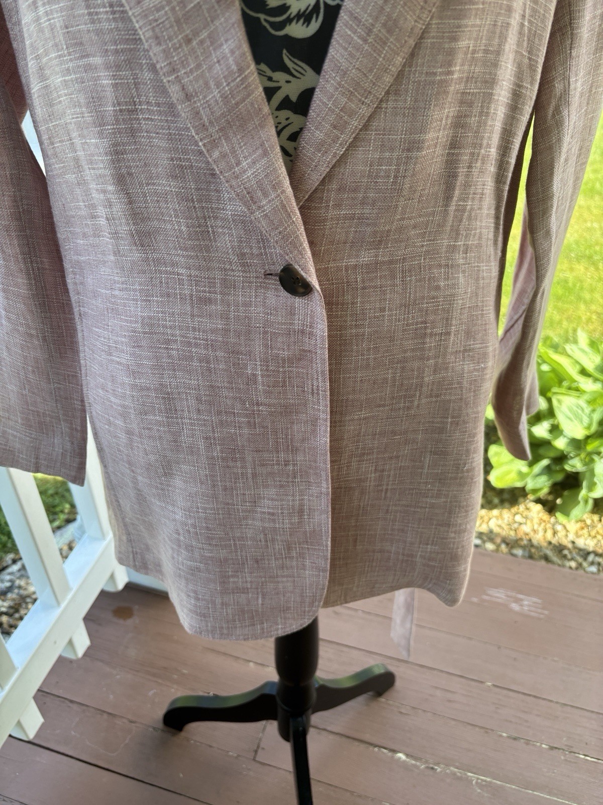 Lafayette 148 New York Linen Belted Blazer Jacket Light Pink Size L