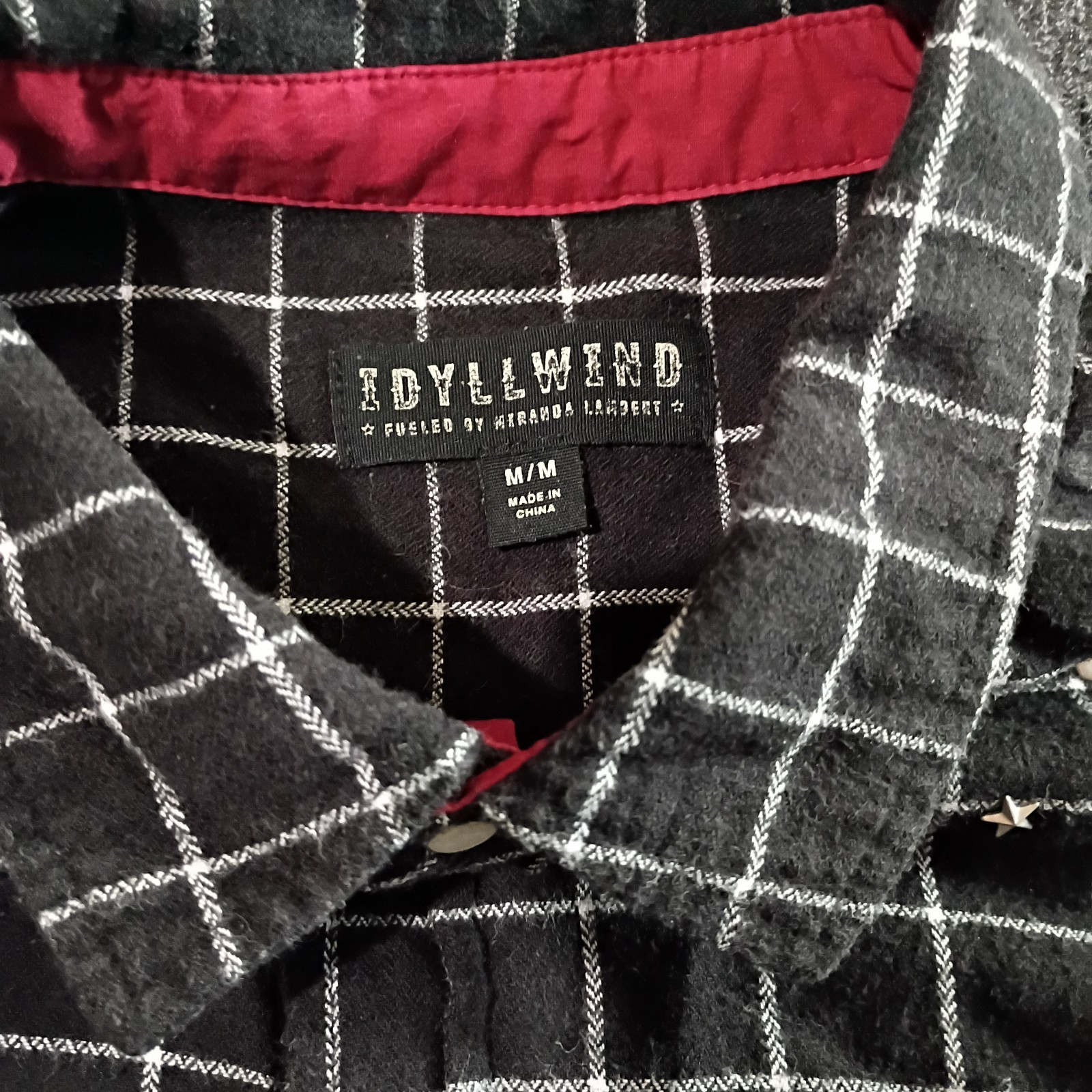 Idyllwind Womens Black White Plaid Studded Western Snap Shirt Medium