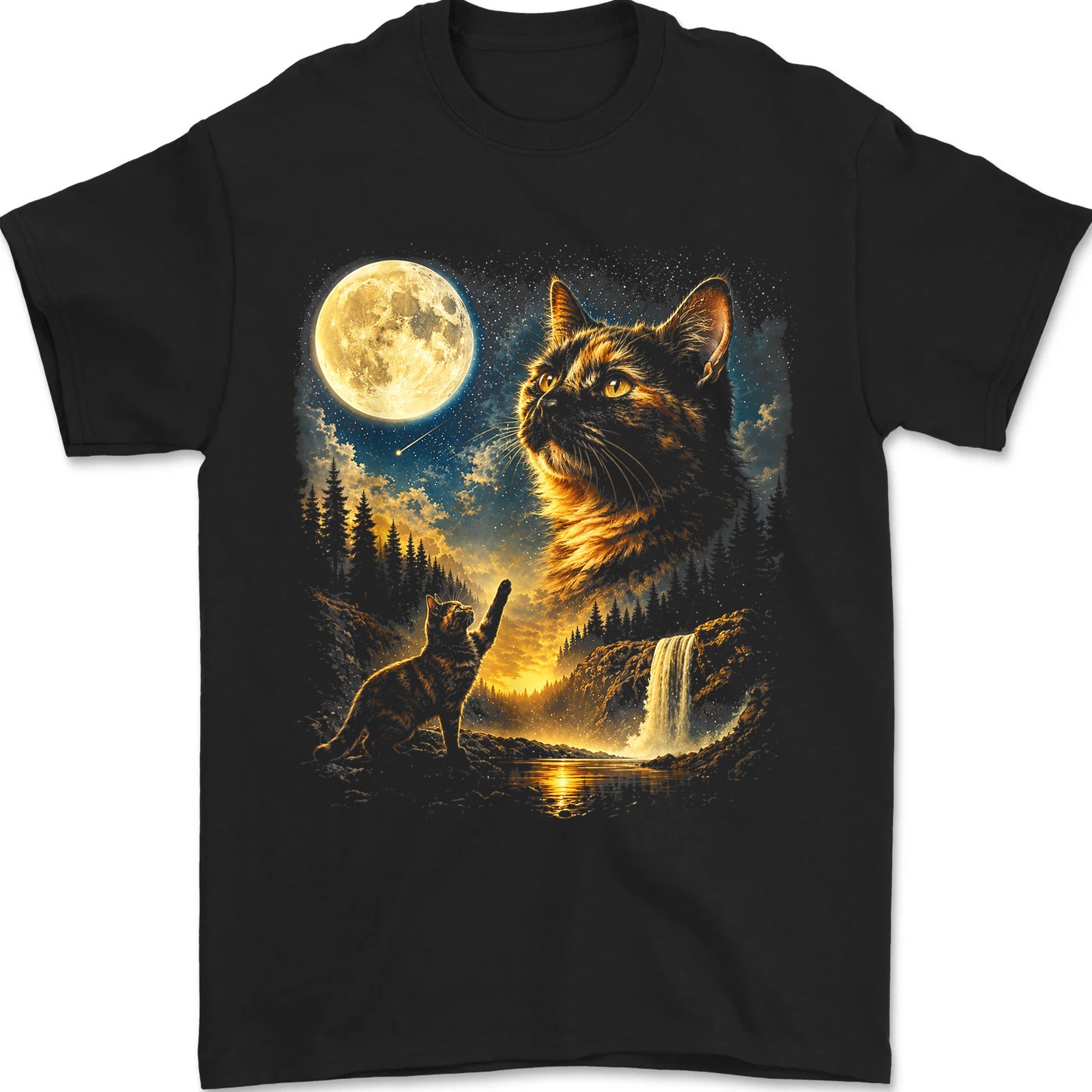 Tortoiseshell Cat Howling at Moon 90’s Tortie Cat Lover Retro Unisex T-Shirt