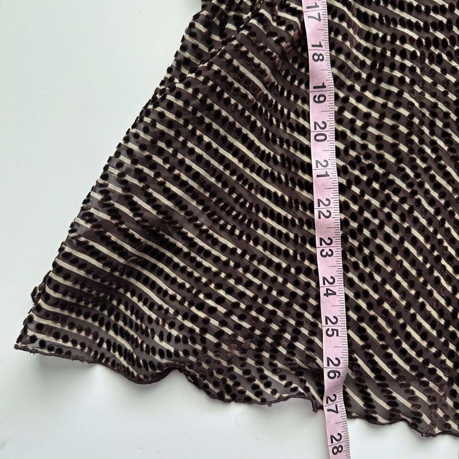 Anna Sui Spaghetti Strap Top Women’s 10 Brown Stripes Polka Dots Silk Blend