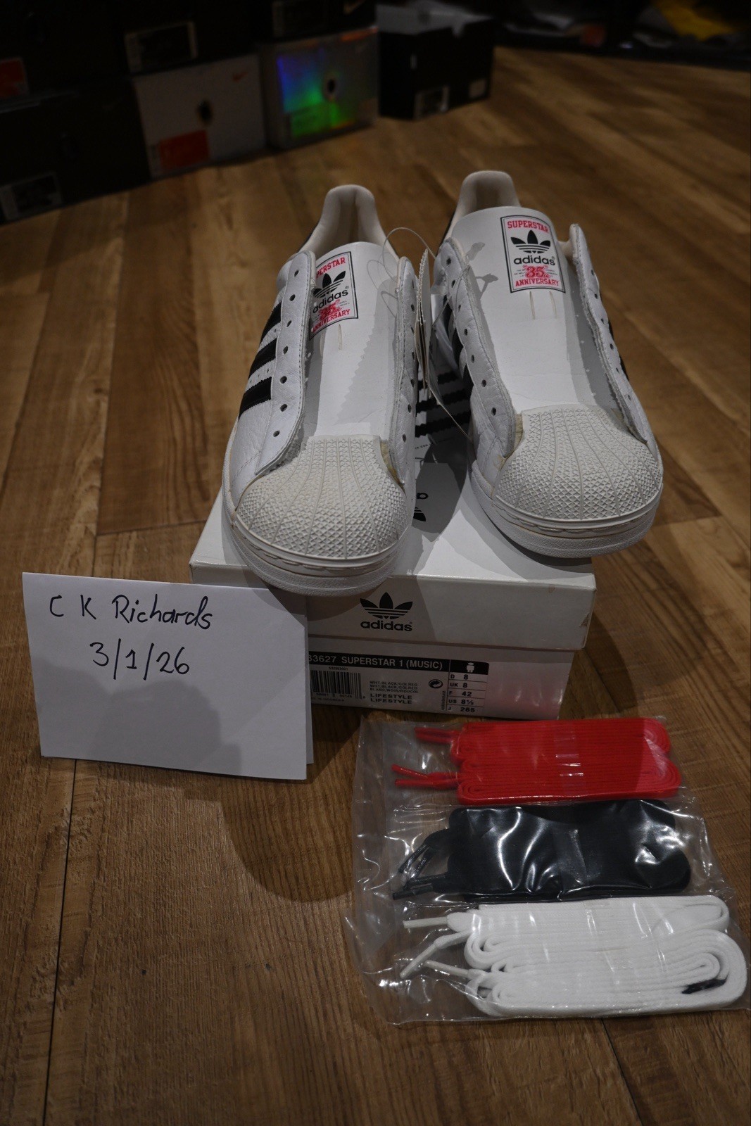 adidas Superstar Run DMC 35th Anniversary US 8.5 Boxed new White/Black Men