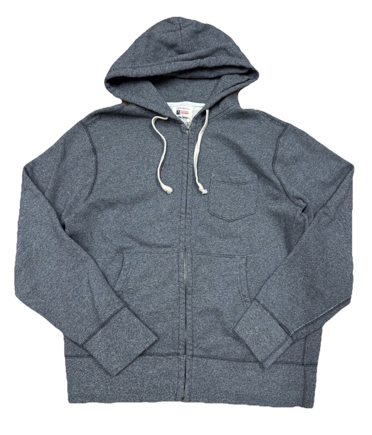 Champion Todd Snyder Hoodie Mens Large Heather Gray Pocket Full Zip Sweatshirt