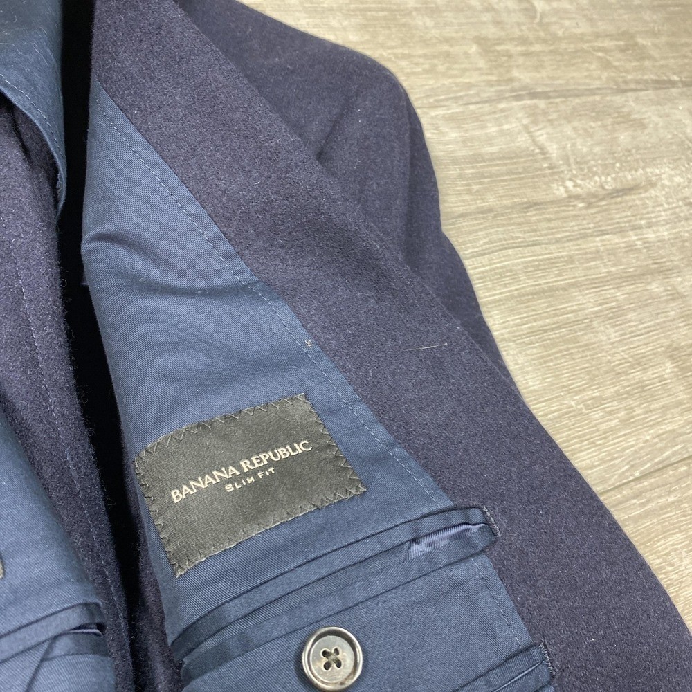 Banana Republic Blazer 44R Blue Wool Italian Mario Bellucci Surgeon Cuff