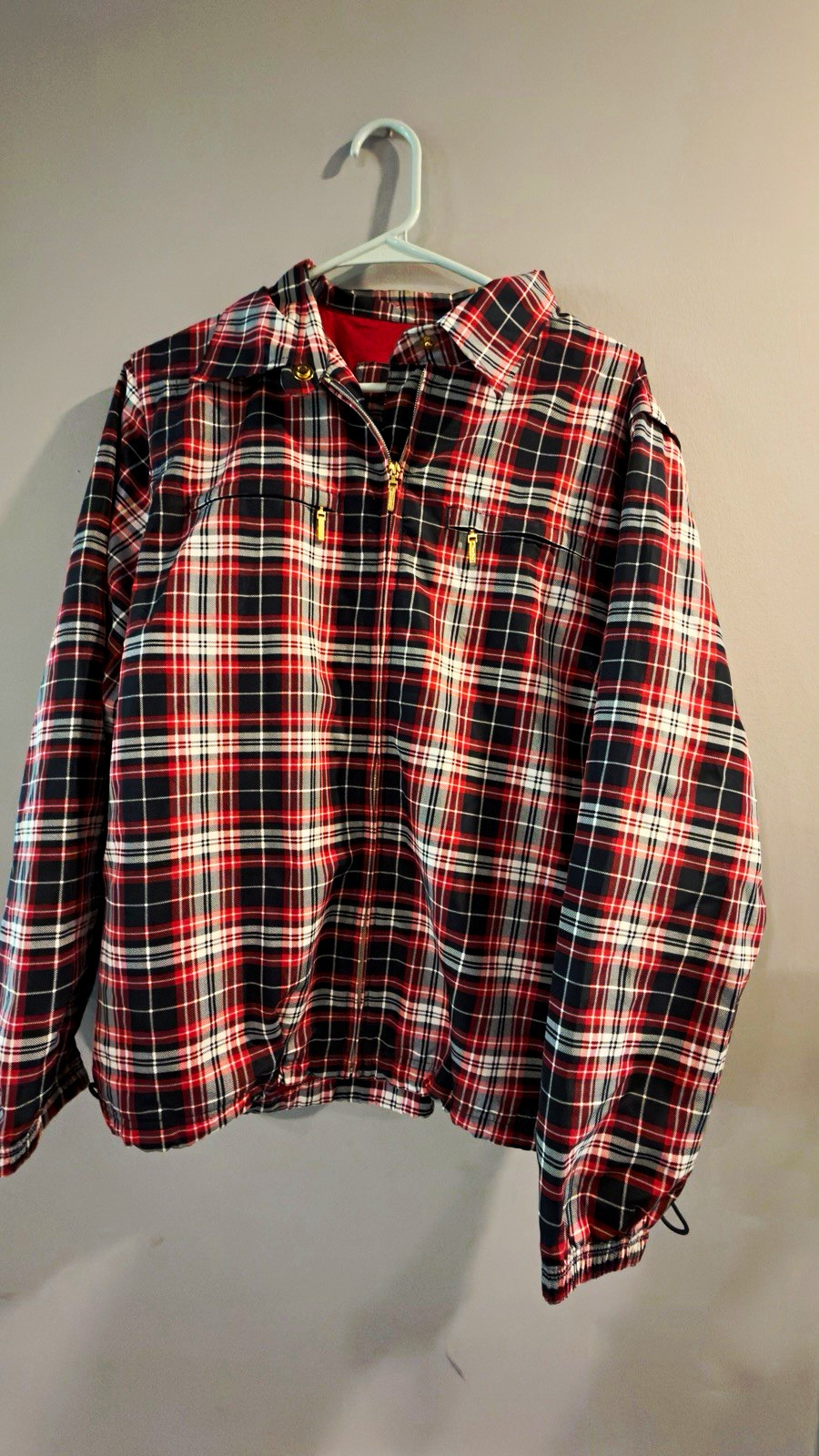 Catalina Men’s Plaid Full Zip Lined Jacket Red/Black/White Size L