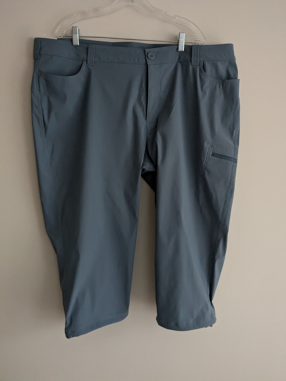 NWT Eddie Bauer Rainier Gray Blue Pants Capri Yoga Walking Golf Pickleball 3X