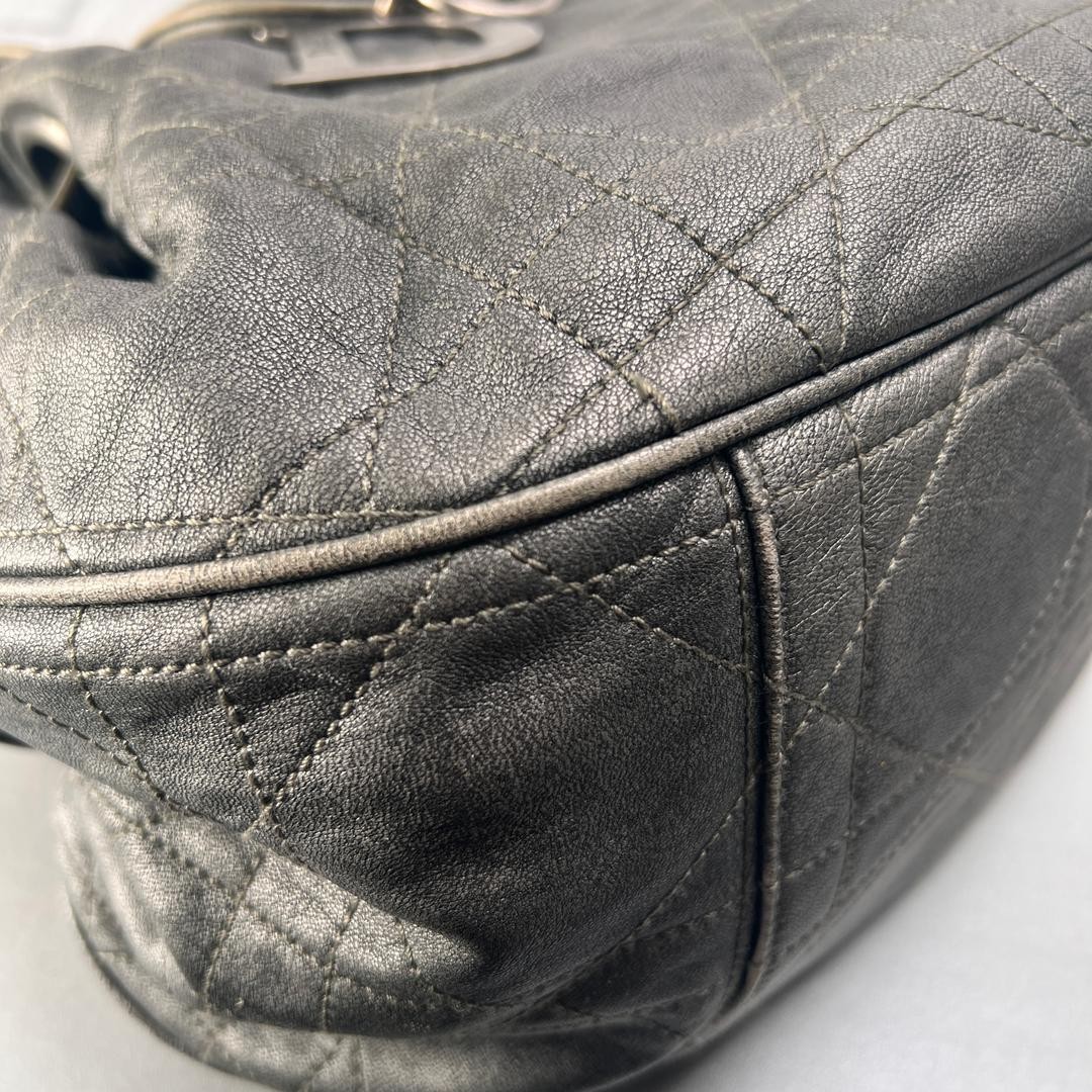 Dior Cannage Grey Shoulder Bag A-14687 Japan Used 0713879