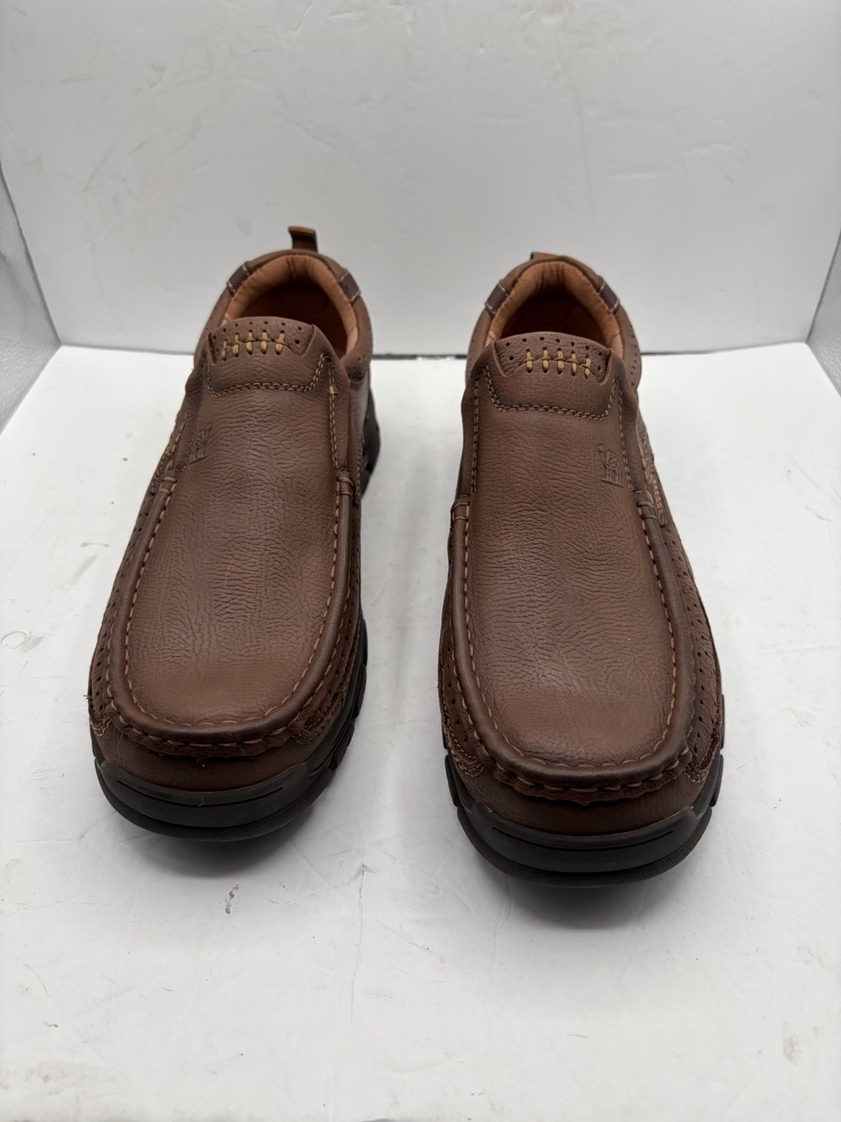 CAMEL CROWN Men’s Size 13 Slip On Loafers Khaki Brown Leather Casual Shoes