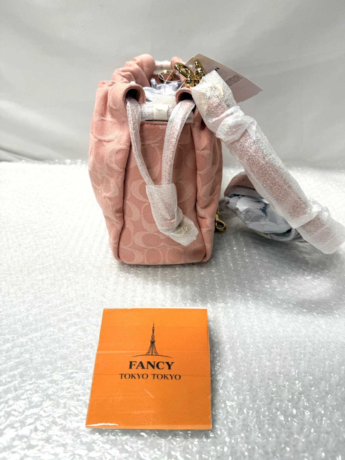 COACH Faye Drawstring Bag Signature Denim Light Pink CFD03 IMNH1 Auth New