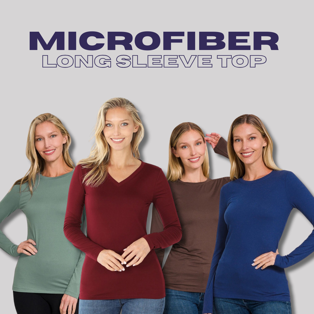 Buttery Soft Brushed Microfiber Crew Neck Long Sleeve Top Warm Layering T-Shirt