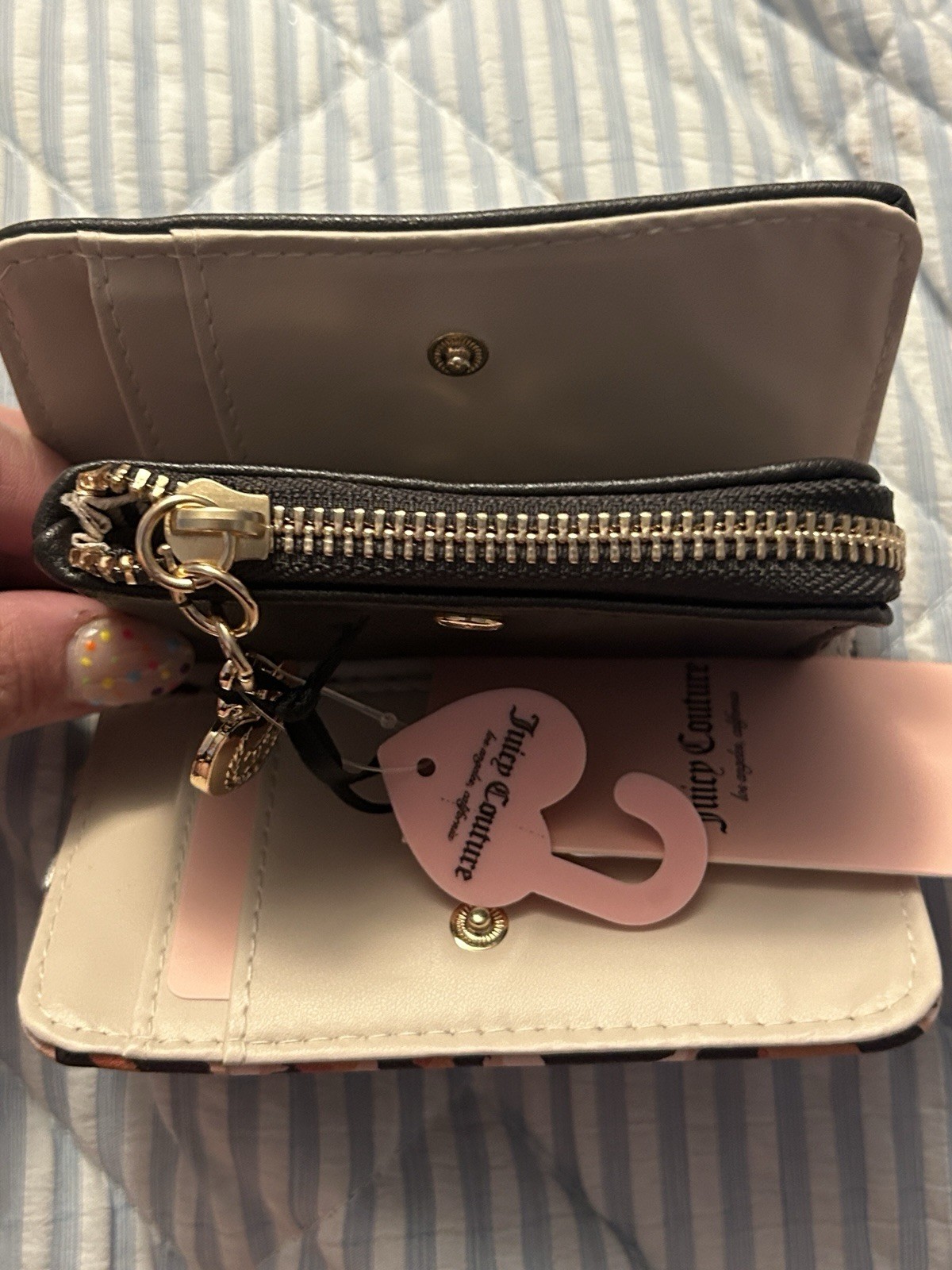 Juicy Couture Leopard Print Prep School Wallet W/Heart Charm NEW
