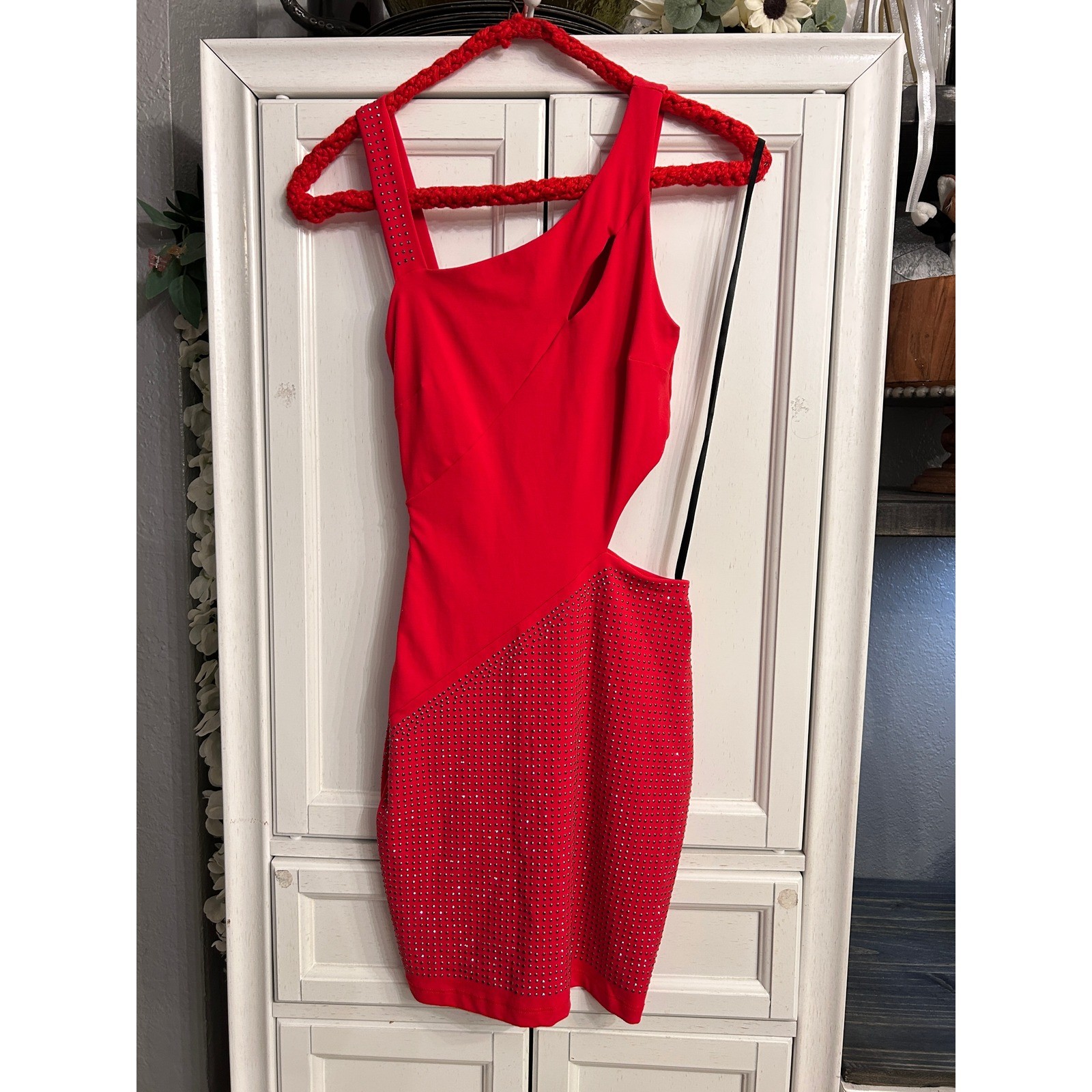Bebe Red Fitted Mini Dress Bodycon xxsmall Sexy Party Clubbing