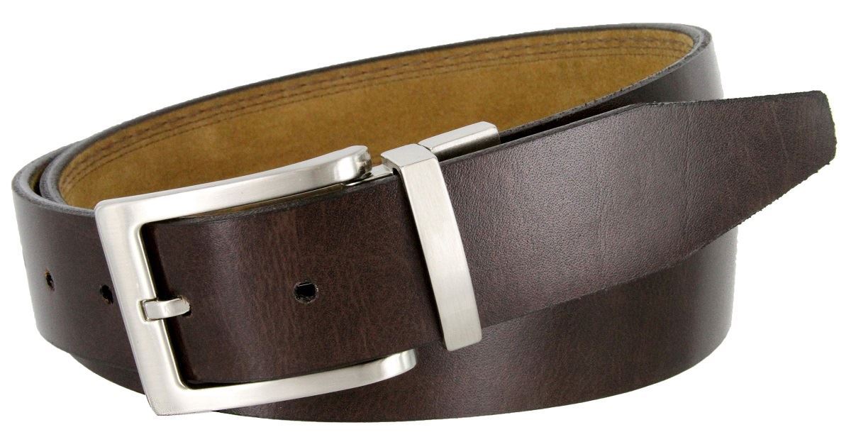 Lejon Genuine Leather Reversible Suede Tan Smooth Brown 1-1/2″ Wide Belt