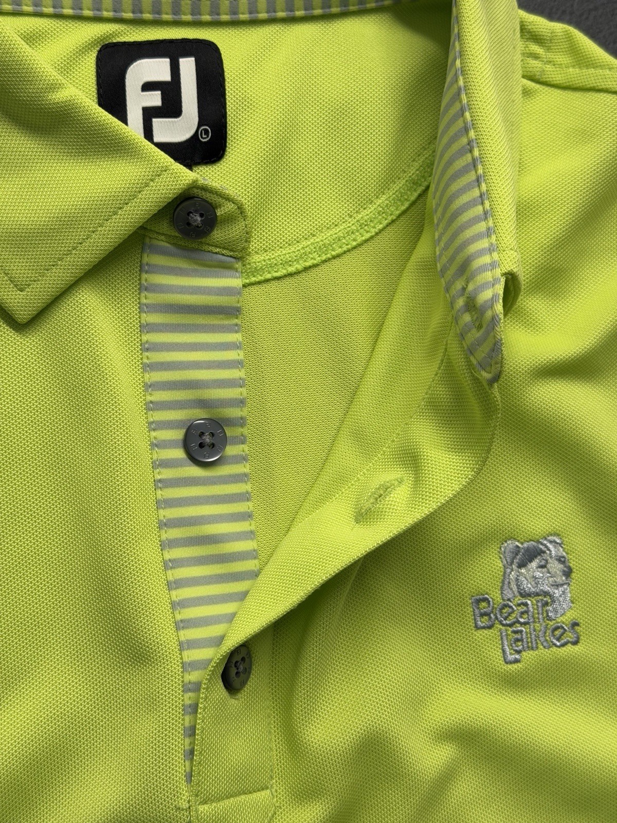 FootJoy FJ Men’s Lime Green Short Sleeve Golf Polo Sz L Performance Bear Lakes