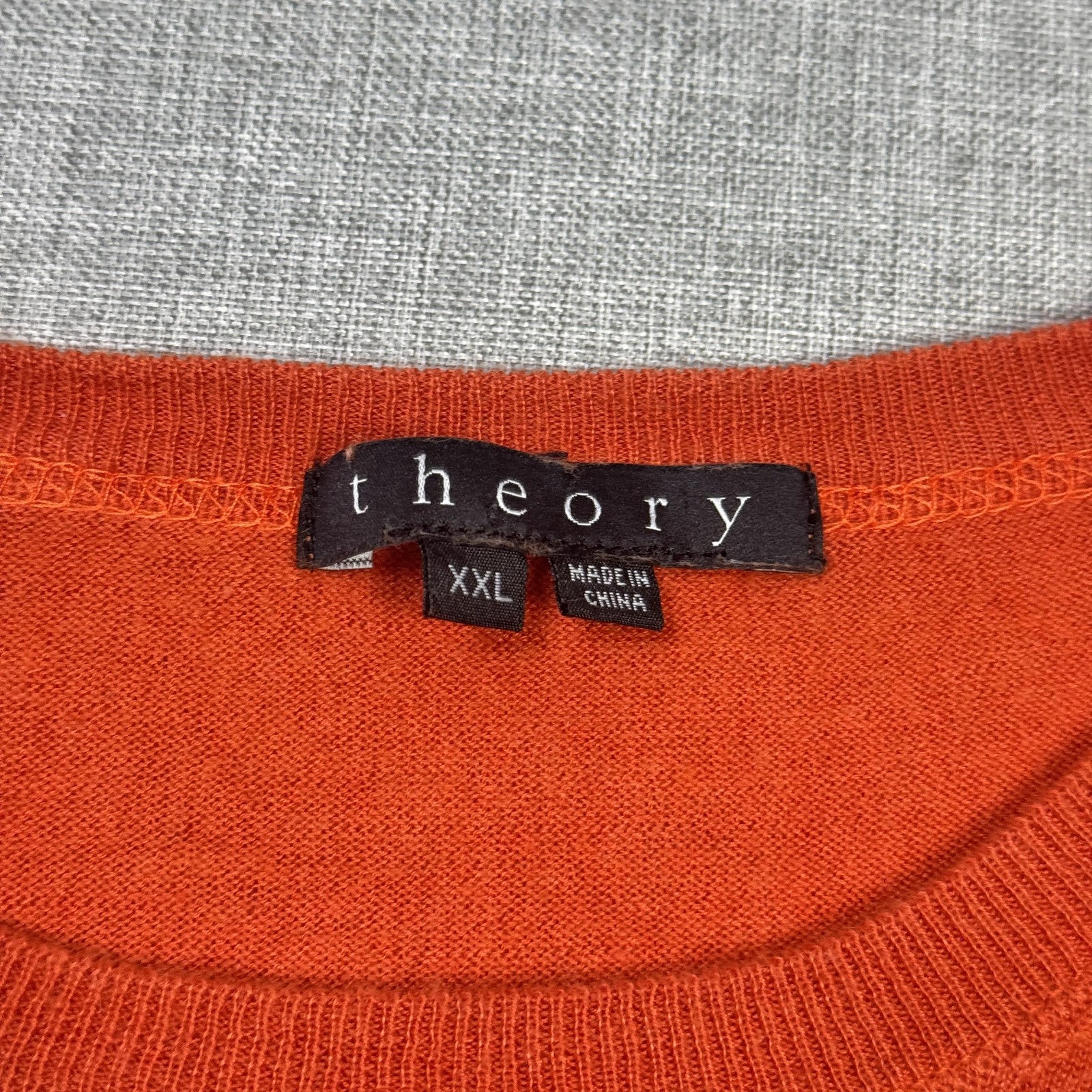 Theory Cashmere Silk Crew Neck Sweater Pullover Mens 2XL Orange