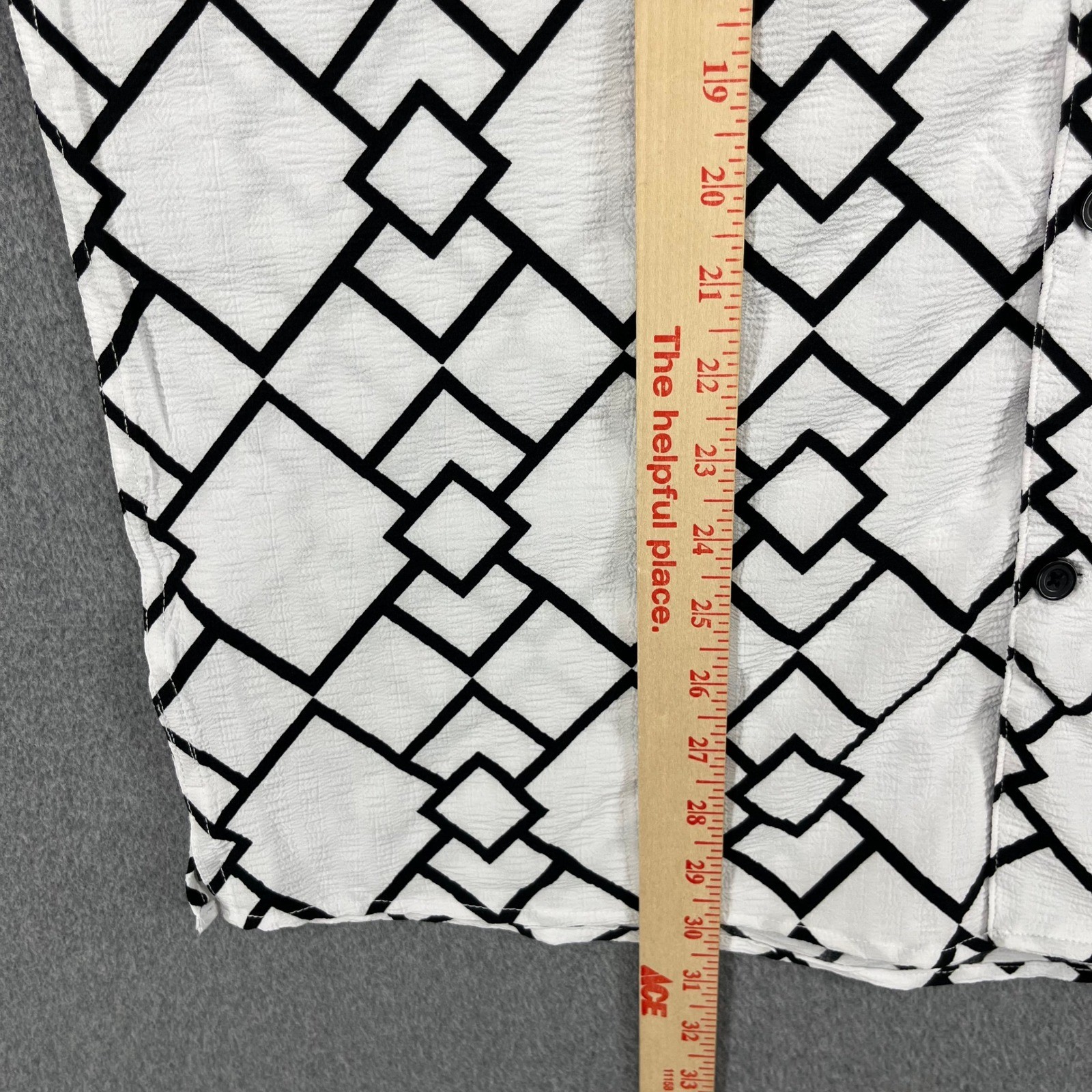 Ike Behar Button Down Shirt Mens L White Black Retro Geometric Textured S17X6044