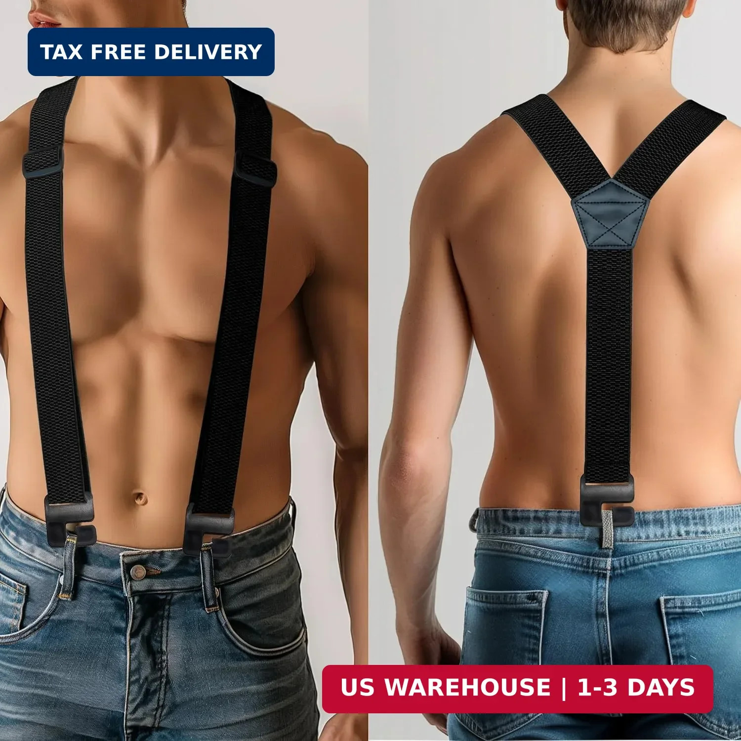 JEMYGINS Hidden Suspenders 1.48″ Under Clothing Work Suspender for Men