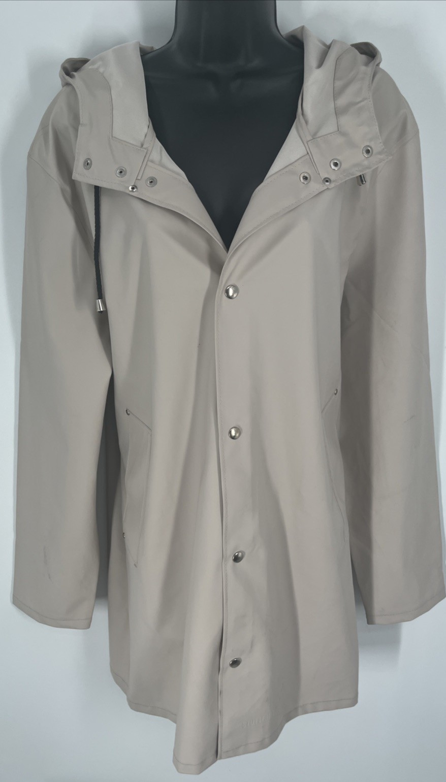 Stutterheim Stockholm Lightweight Zip Matte Raincoat Light Sand Jacket Hoodie L
