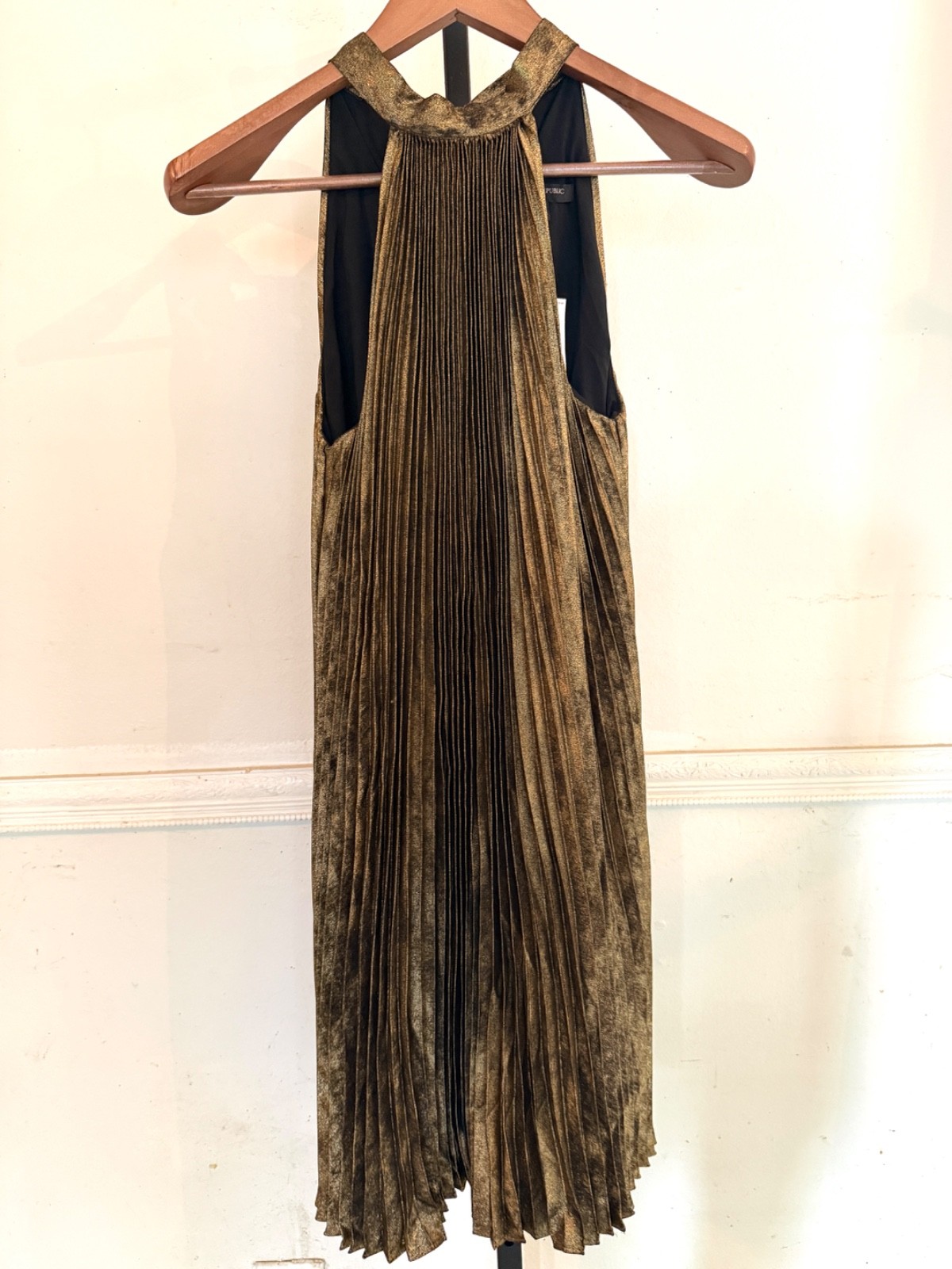 NWT Banana Republic | Size 0 | Halter Dress Gold and Brown Metallic