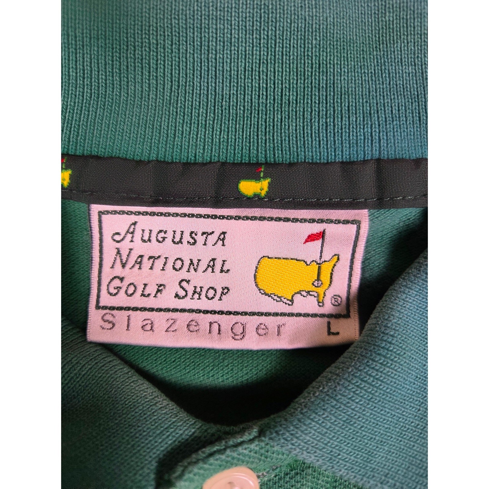 Vintage Slazenger Augusta National Golf Polo Mens Large Green Masters Tournament