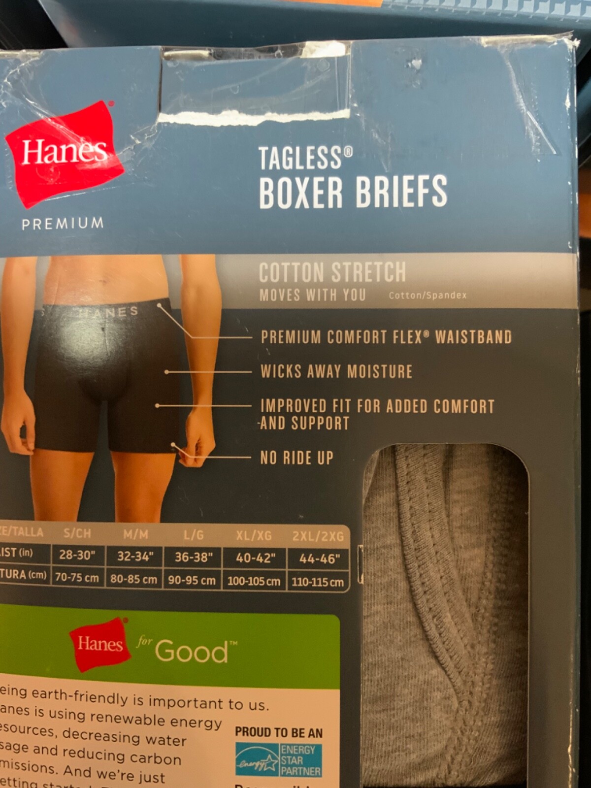 Hanes Premium Stretch Tagless Boxer Briefs Fresh IQ wicking no ride up / Variety