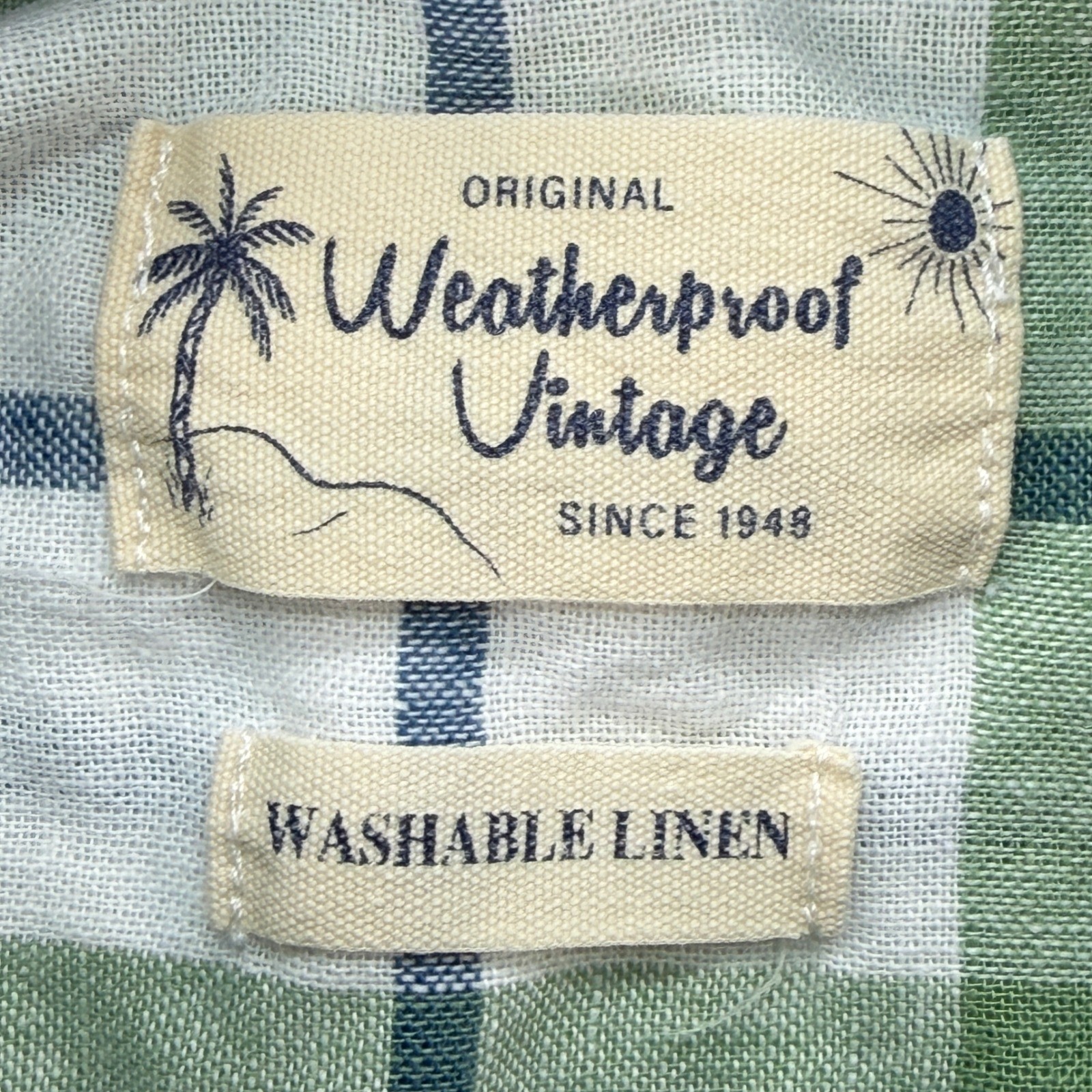 Weatherproof Vintage Washable Linen Plaid Short Sleeve Shirt Men XXL Green