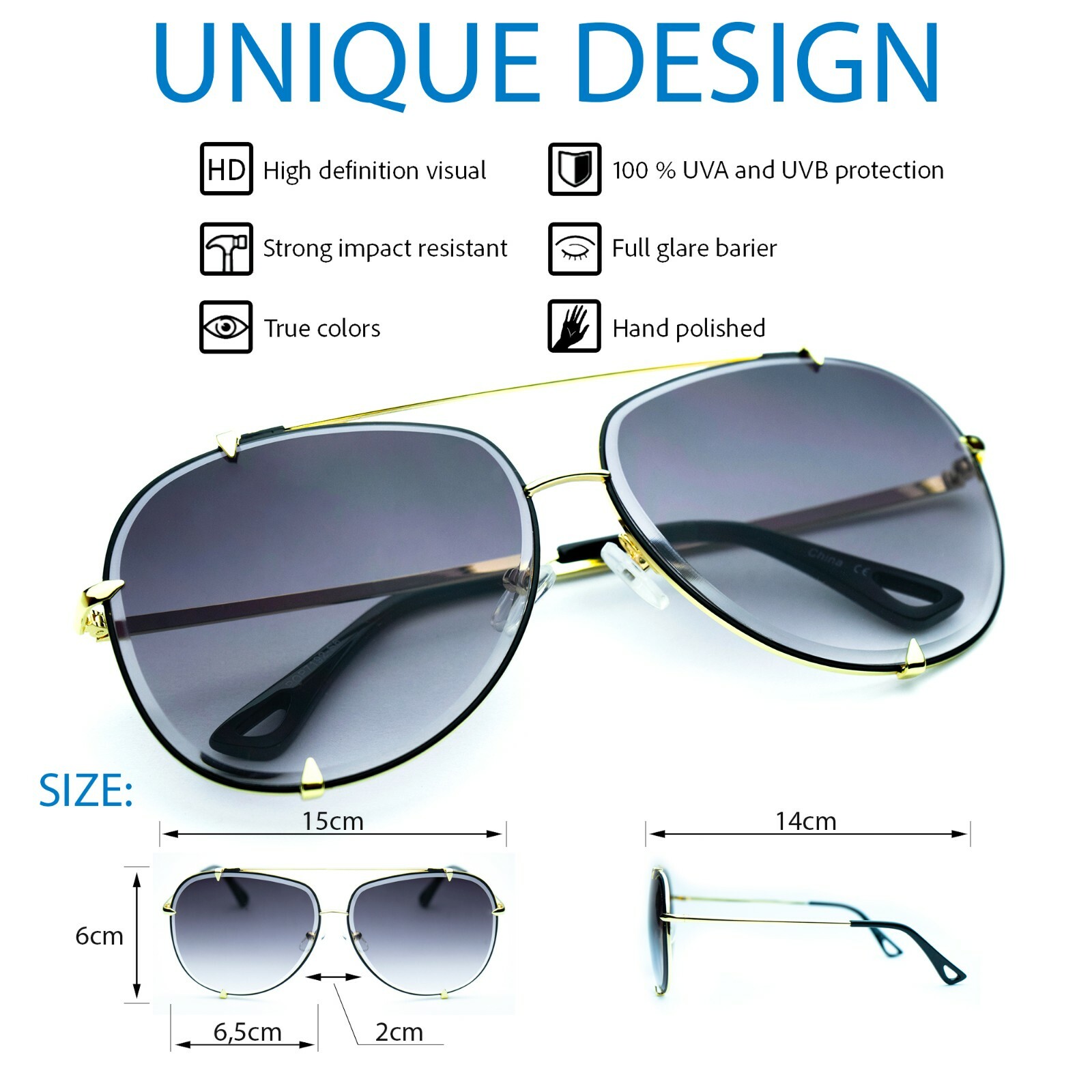 XL “TALON” OVERSIZED Women Sunglasses PILOT 100% UV PROTECTION high quality