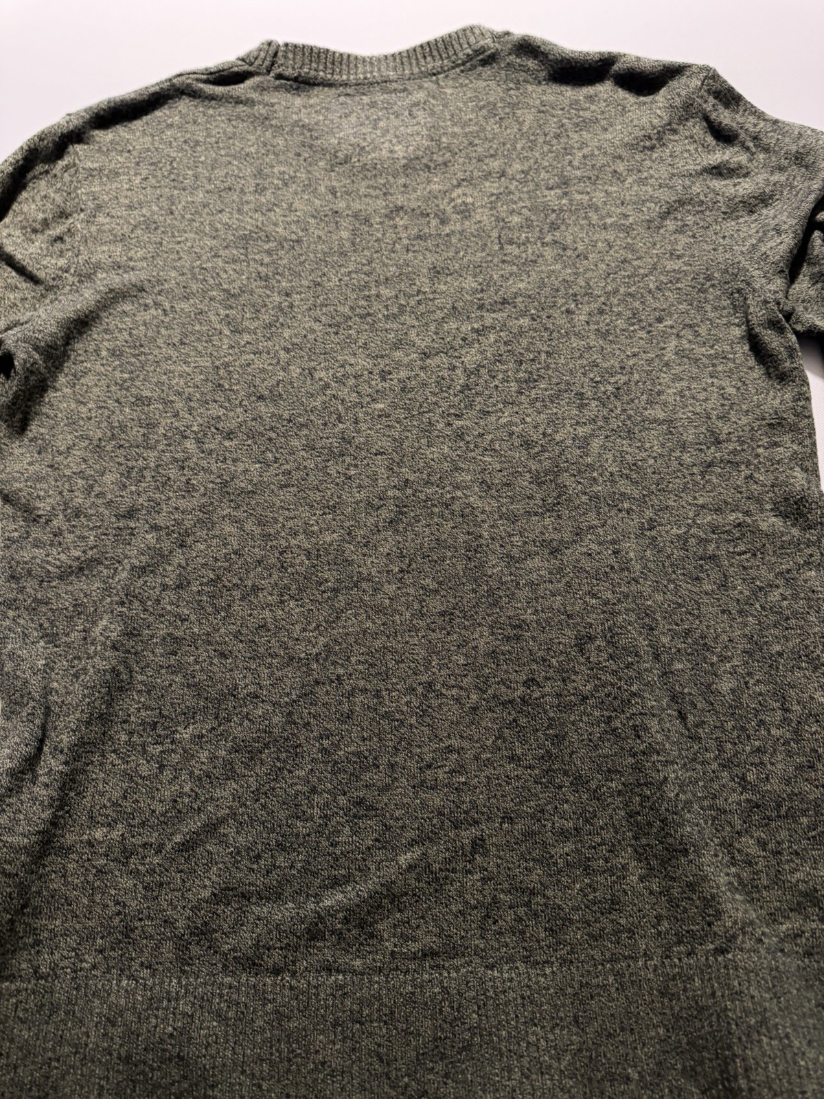 Hollister Men’s Crewneck Sweater Medium Olive Green Marl Pullover Logo Knit M
