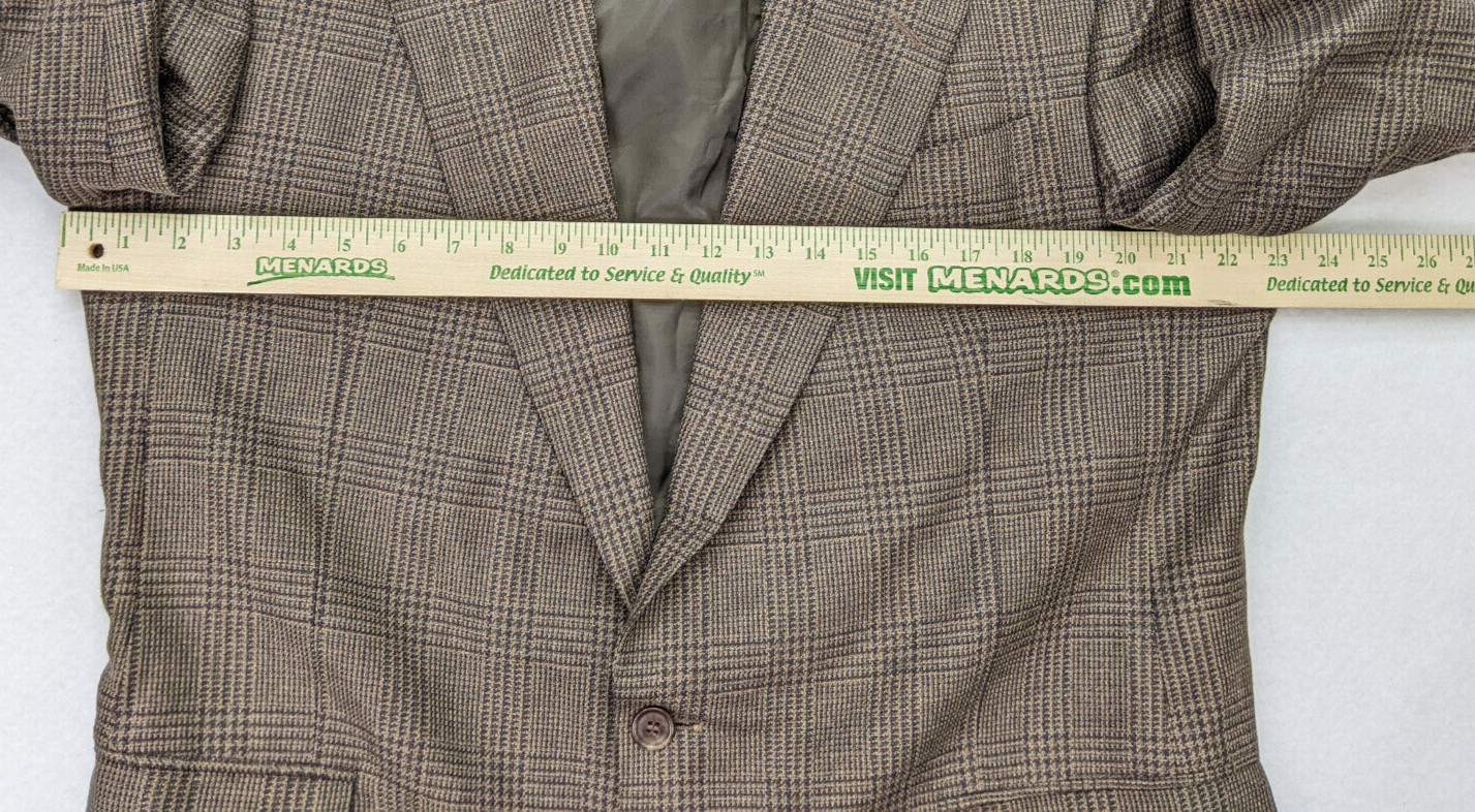 Tailors Row by Deansgate Men’s Blazer Size 43L Brown Plaid Silk Wool Blend