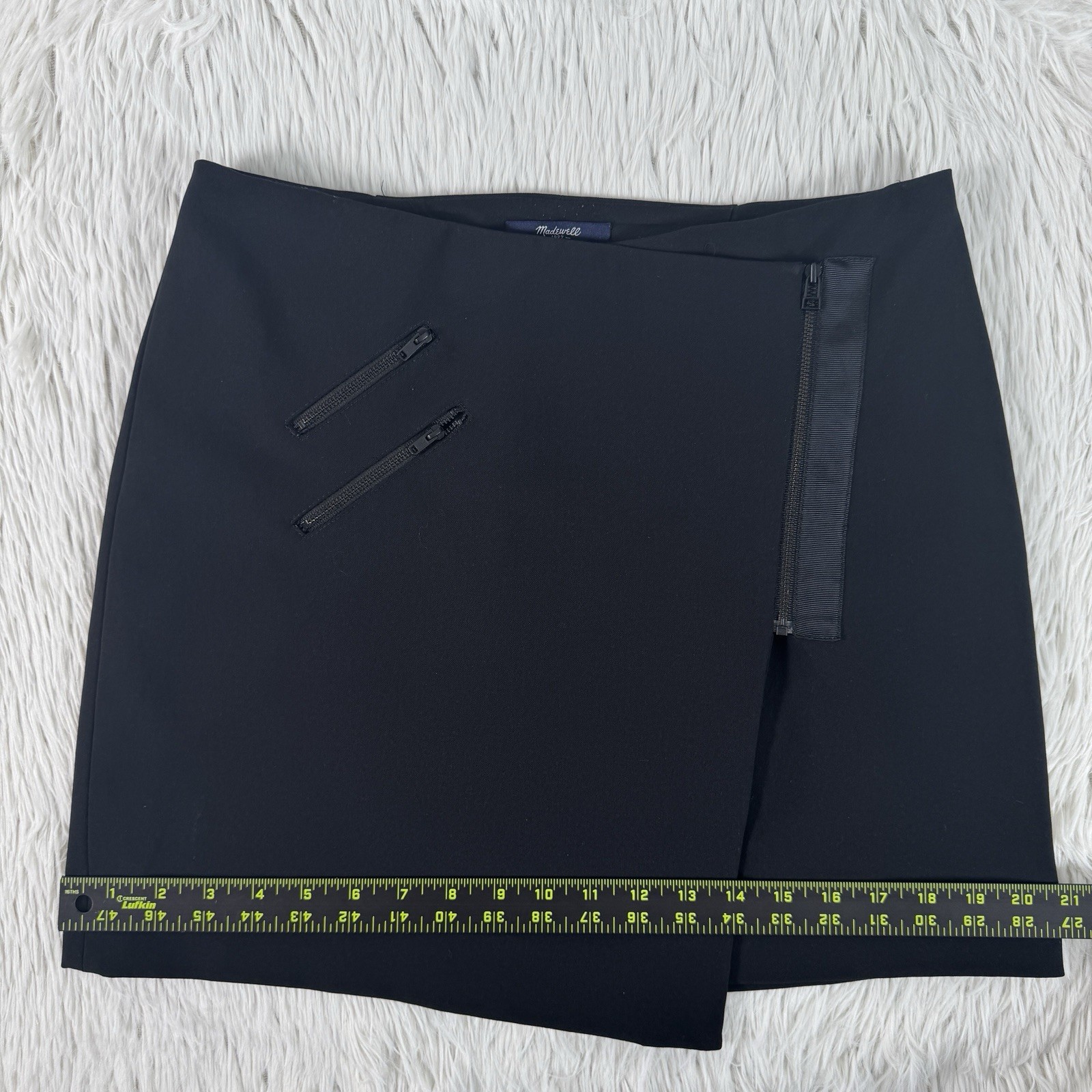 Madewell Ignition Black Zipper Accent Asymmetric Mini Wrap Skirt Women’s Size 4