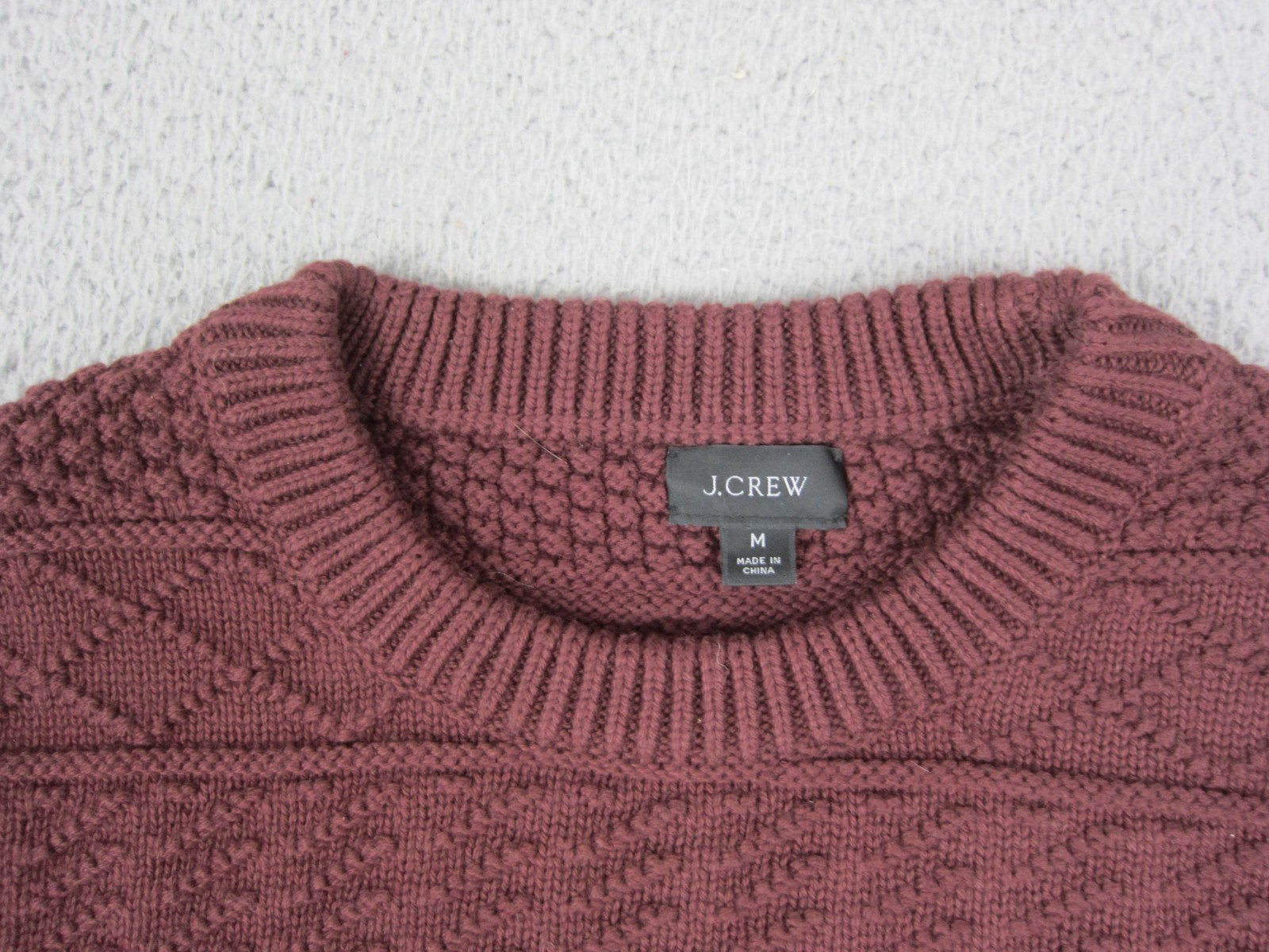 J.Crew Sweater Adult Medium Red Combination Guernsey Stitch Knit Cotton Mens