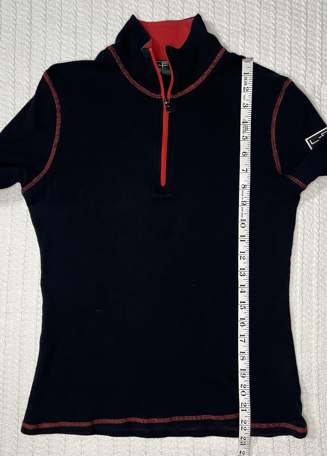Ralph Lauren Active Top Crest Logo Ski Snowflake 1/4 Zip Black MD 16” X 22”