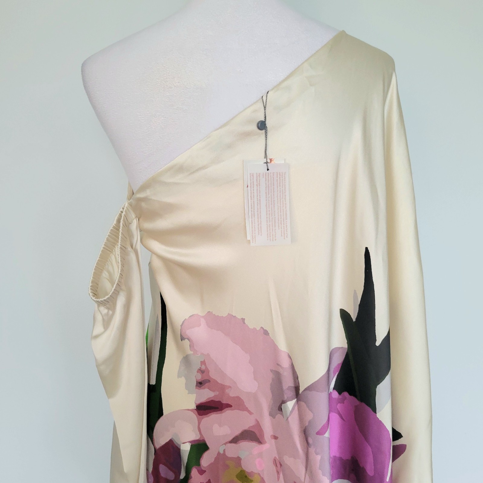 NWT $1,600 SILVIA TCHERASSI Silk Chiara Floral Draped Dress Fushia Garden Medium