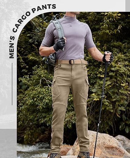 Men’s Tactical Cargo Pants Waterproof Multi Pockets Work Hiking Outdoor Stretch