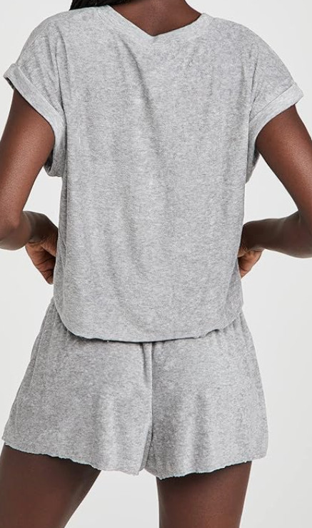 Honeydew Just Chillin Terry 2pc Loungewear Shorts Set Heather Grey Size L 4891