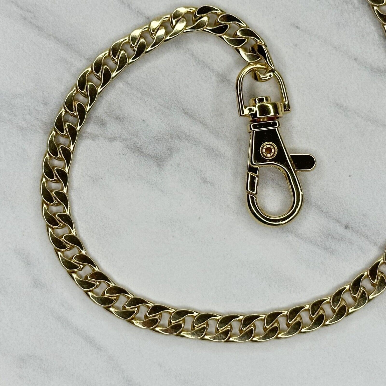 Gold Tone Skinny Flat Chain Link Purse Handbag Replacement Strap 46″