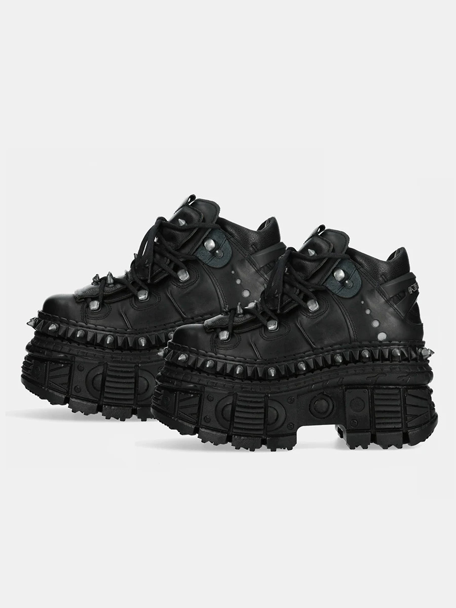 Punk Style Men’s Couple Heel Height Platform Shoes Gothic Ankle Rock Boots Black