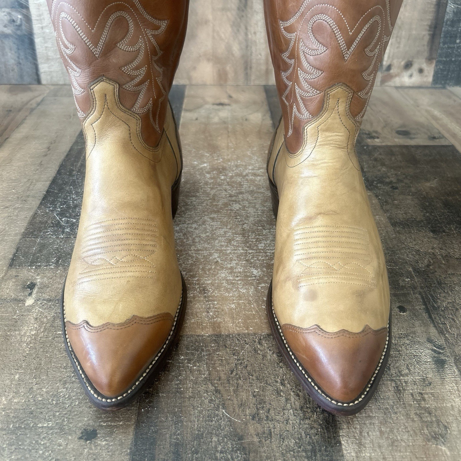 J Chisholm Vintage Wingtip Western Urban Cowboy Boots Mens 10 EE