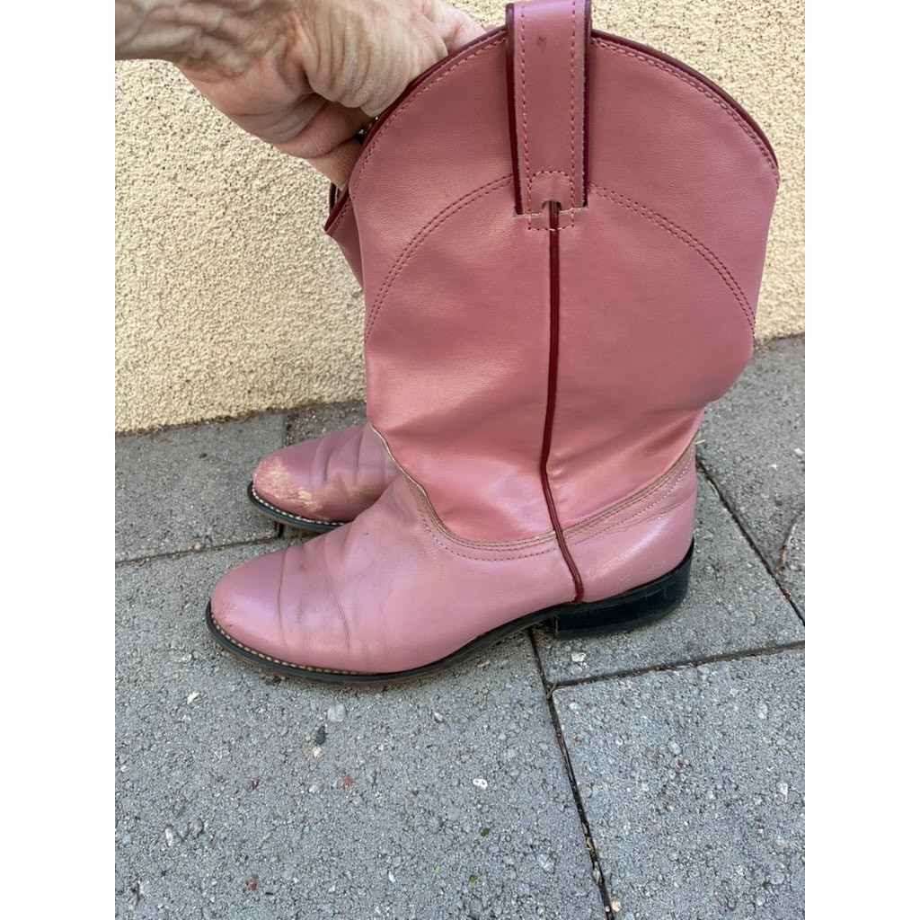 Vintage Laredo Rose Tan Leather Roper Boots Women’s Size 8 M Made in USA