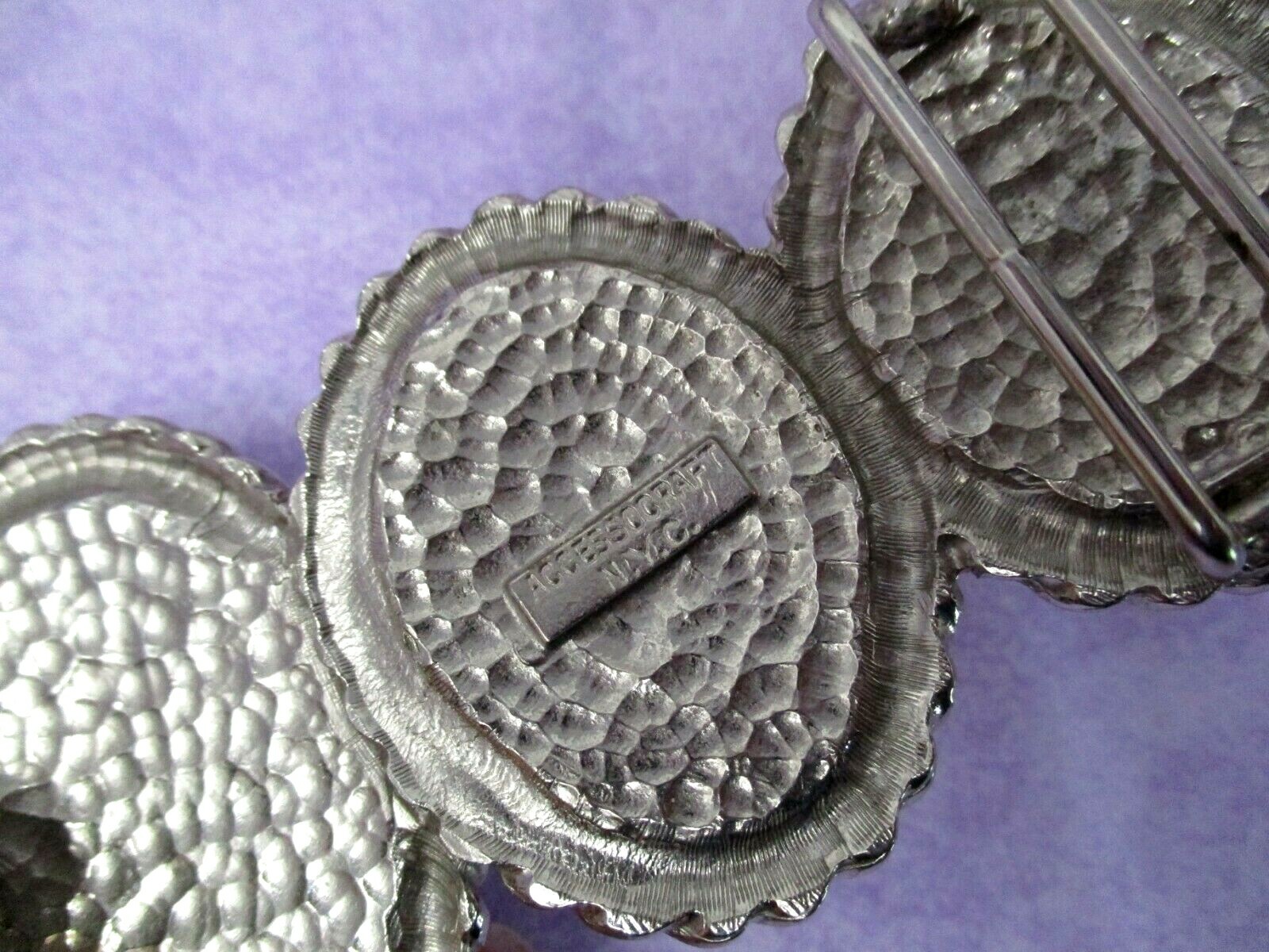 Vintage 80s Belt Buckle Large Statement Silvertone 6.25 in Accessorcraft Womens