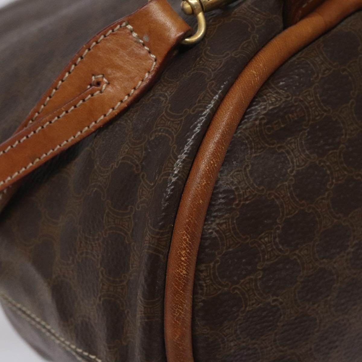 CELINE Macadam Canvas Purse Backpack PVC Leather Brown Gold Auth mr1093