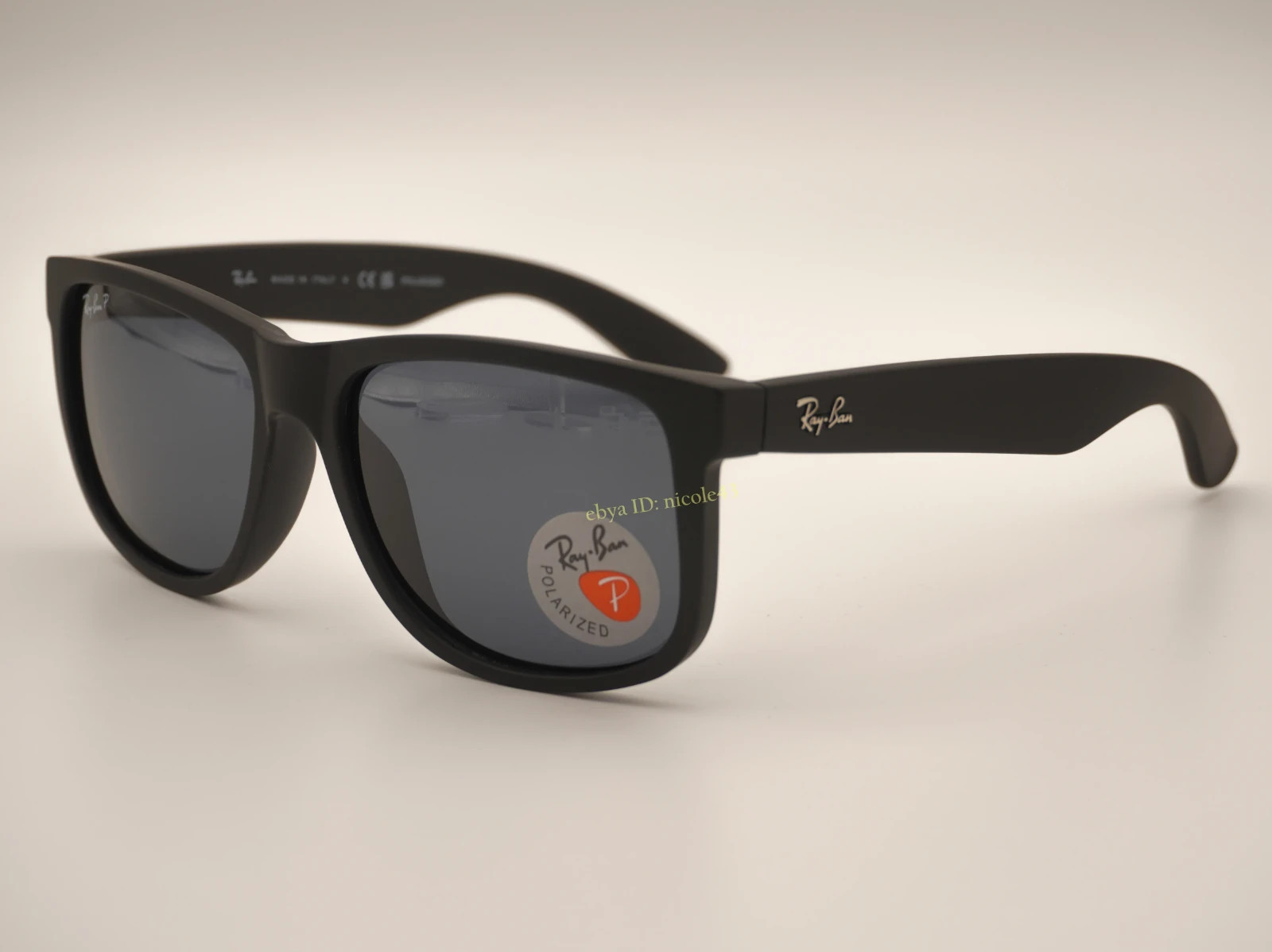 Ray-Ban RB4165 Justin 622/2V Polarized Sunglasses Matte Black/Grey 100% UV 54mm