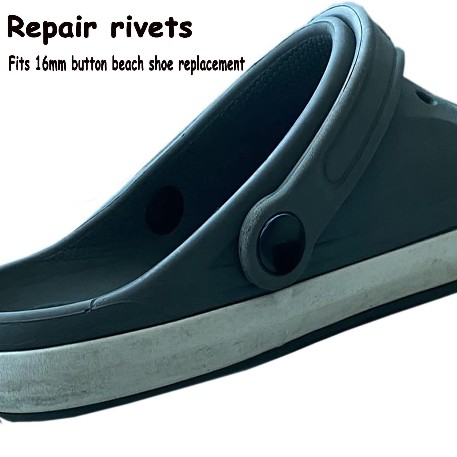 6 Sets Replacement Rivets Button Strap Compatible for Clog Shoe Black