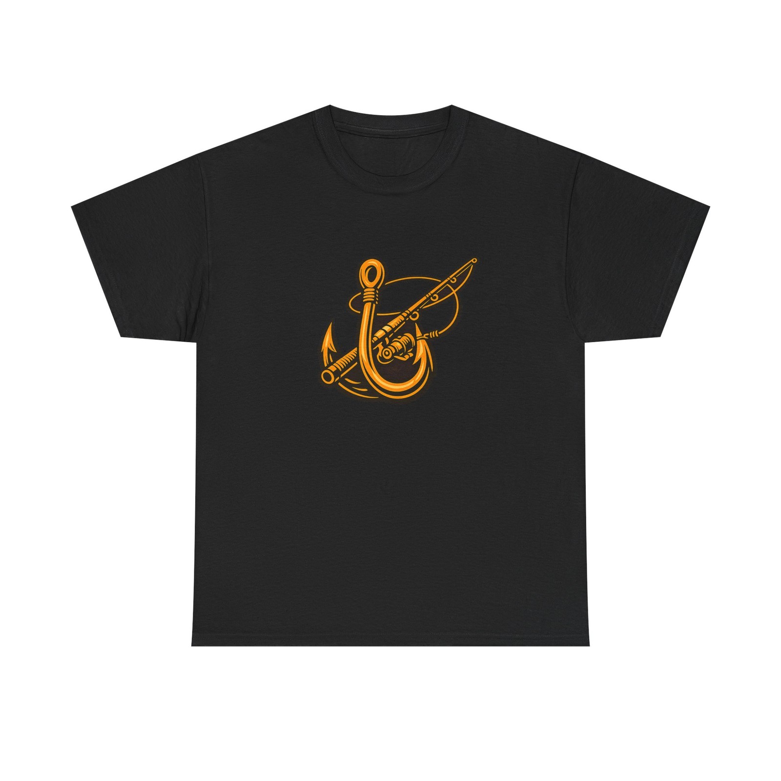 Unisex Heavy Cotton Tee fishing hook and rod