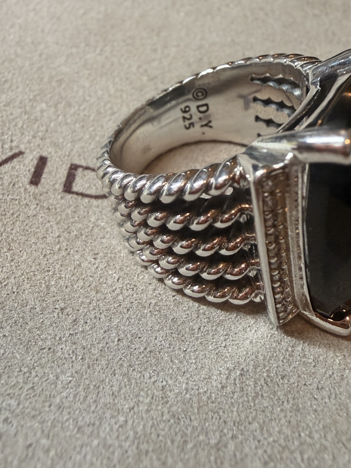 David Yurman Sterling Silver 925 Ring Size 6.5 Black Onyx 20x16mm wheaton