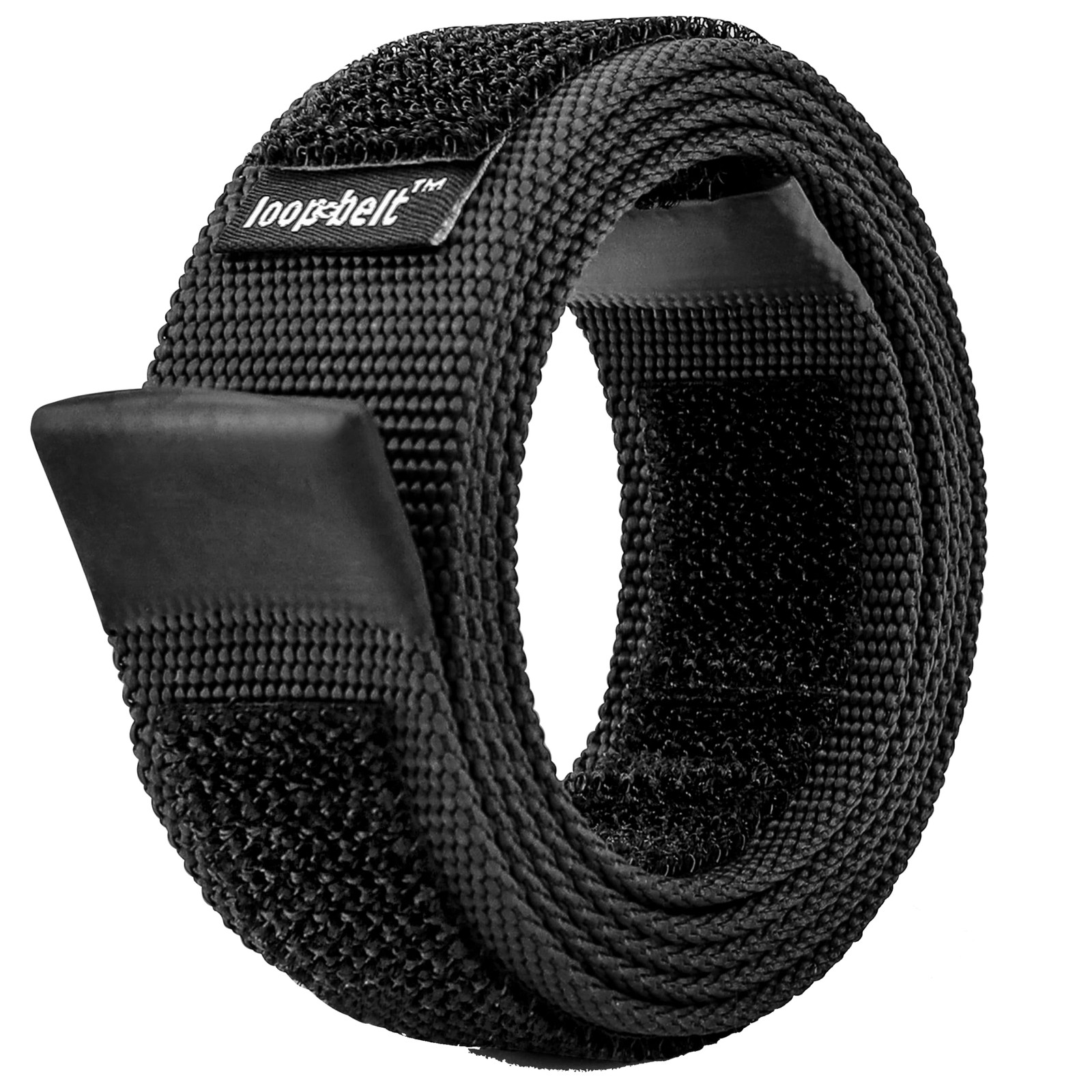 Reversible No-Scratch Web Belt with Hook & Loop Fasteners Black Medium 34-38
