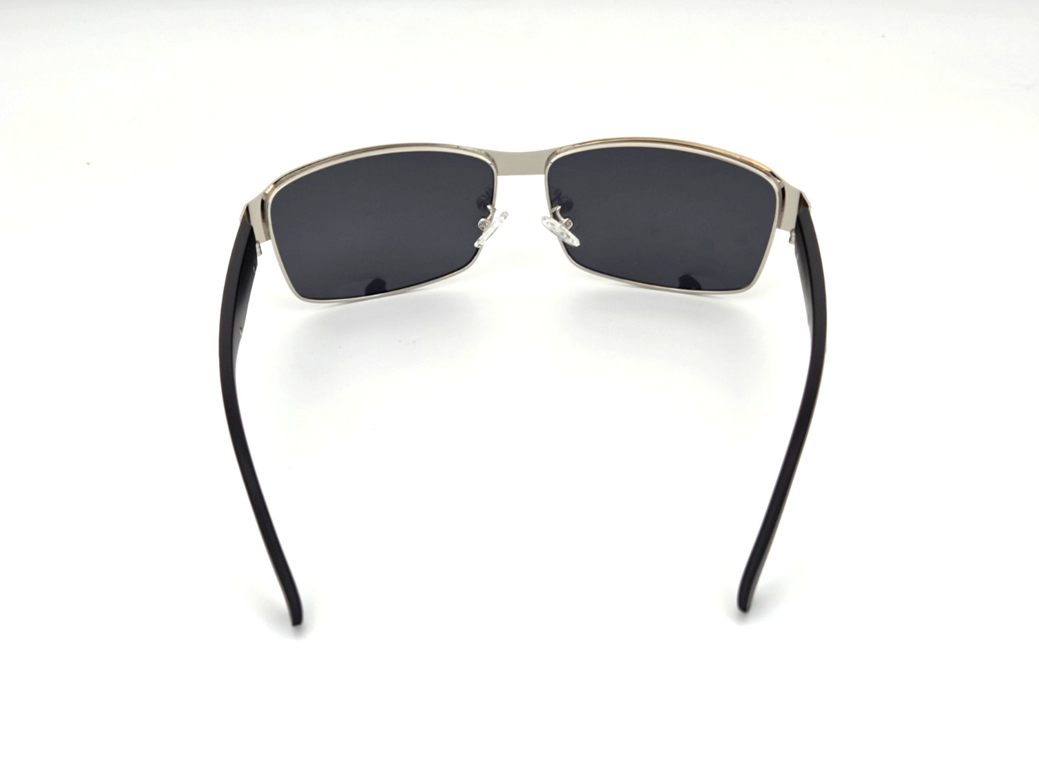 Polarized Mercedes Metal Rectangle Sunglasses Silver Frame Smoke Lens MB29