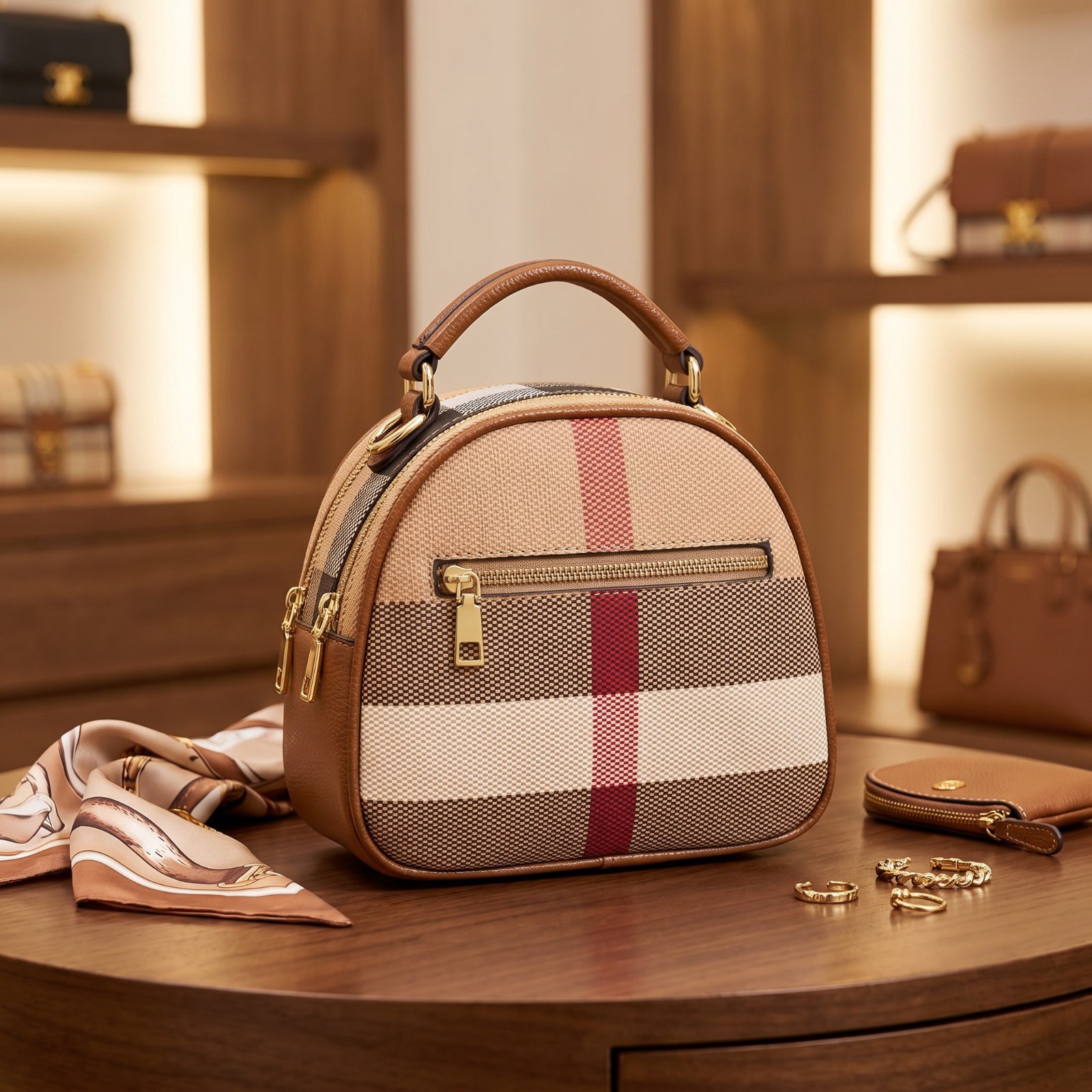 Vintage Semi-Circle Stripe Designer Crossbody Multicolor Half-Moon Bag