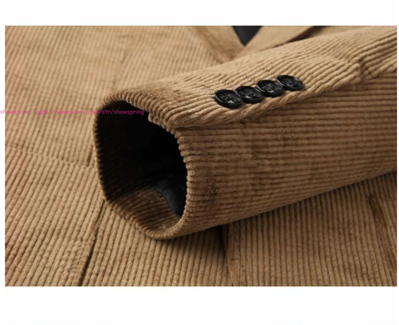 Men Vintage Casual Work Wear Corduroy Suit Fall Winter Blazer Jacket Sport Coats
