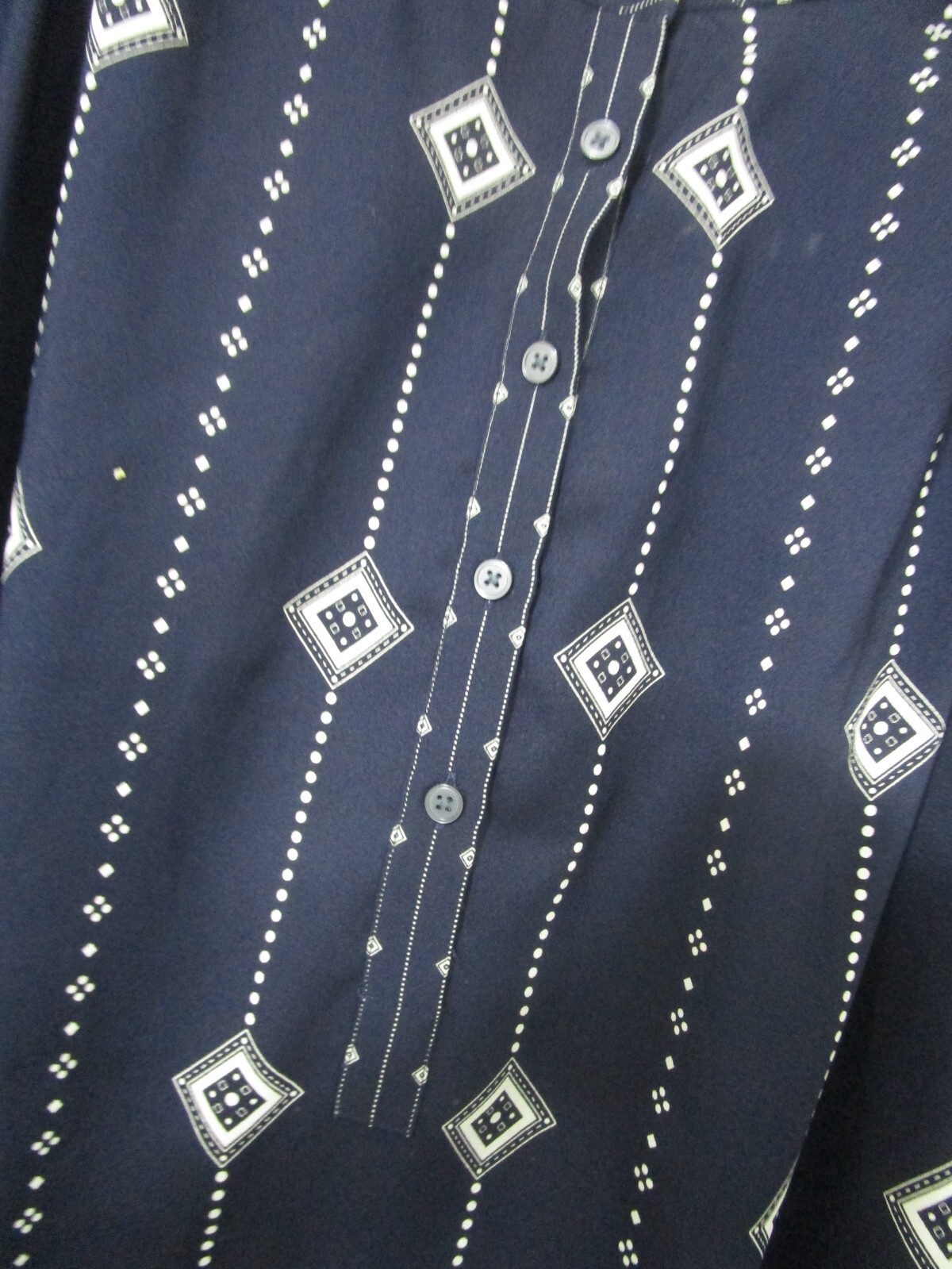 LOFT Dress Tunic Navy Blue Geometric Print No size L? Bust 40-41