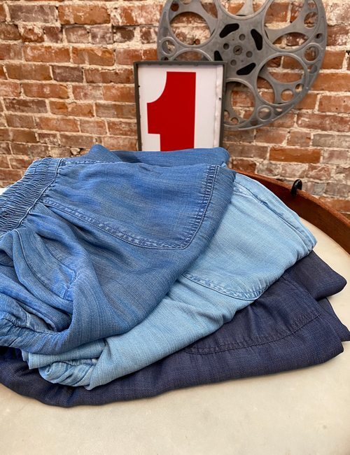 Logo Dark Wash Wide Leg Full Length Pants Lightweight Jean New Lori Goldstein